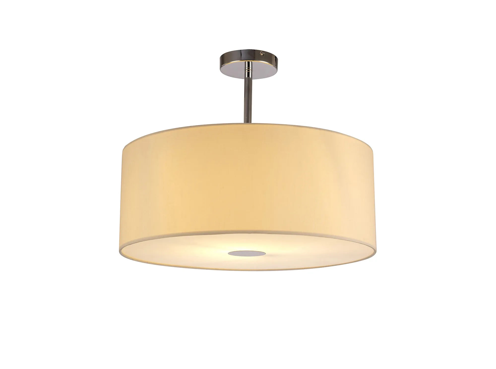 DK0103  Baymont 50cm Semi Flush 1 Light Polished Chrome; Ivory Pearl; Frosted Diffuser